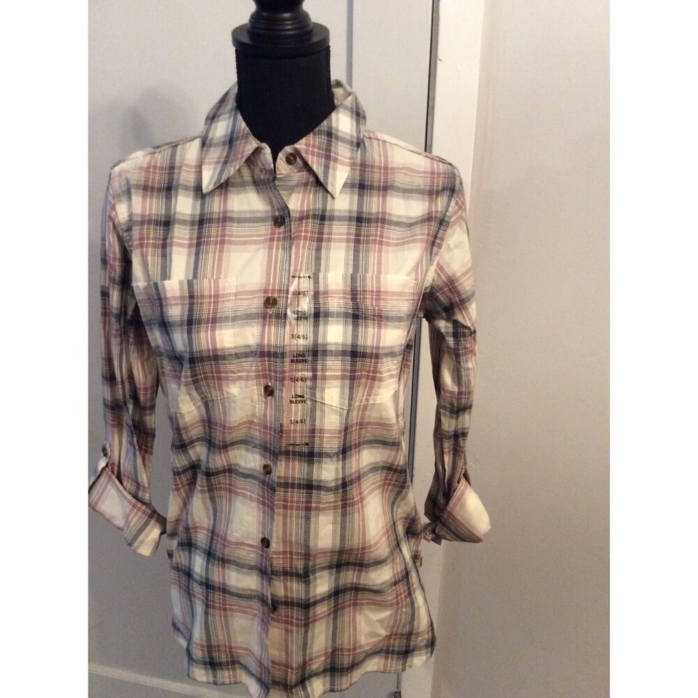 New NWT Carhartt Fairview Plaid Small 4-6 Womens Button Up